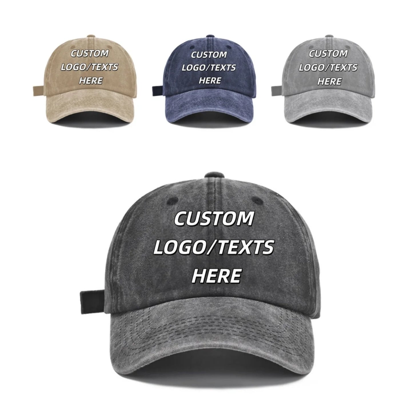 Personalized Vintage Washed Baseball Cap Custom Name Logo Text Hat