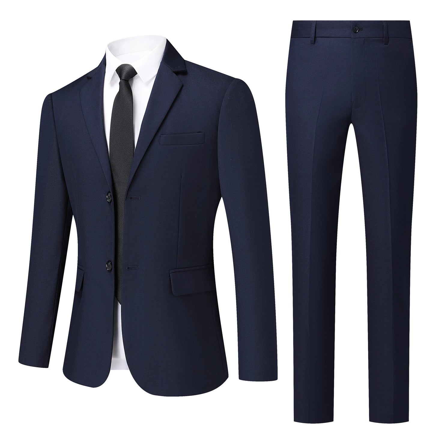 Men's Four Seasons Slim Fit Two Piece Suit Anti Wrinkle Polyester