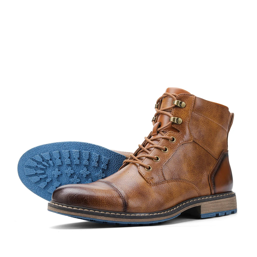 Leather Boots For Men With Zipper Ankle Style Spring Fashion