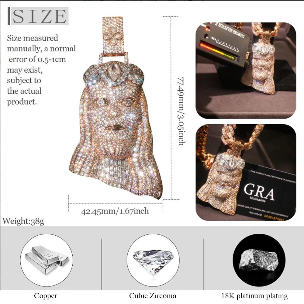 LYEE CYEE Mens Iced Out Hip Hop Rotating Hourglass Pendant Necklace