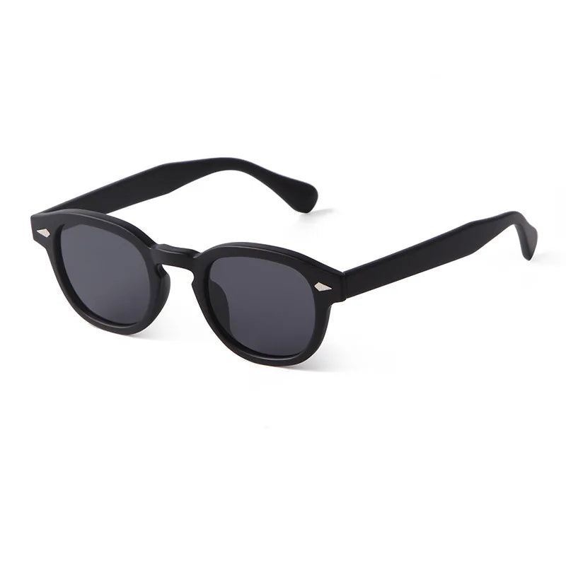 RPXBGUCKARHG Vintage Shell Round Sunglasses Unisex UV400 Rivet Design