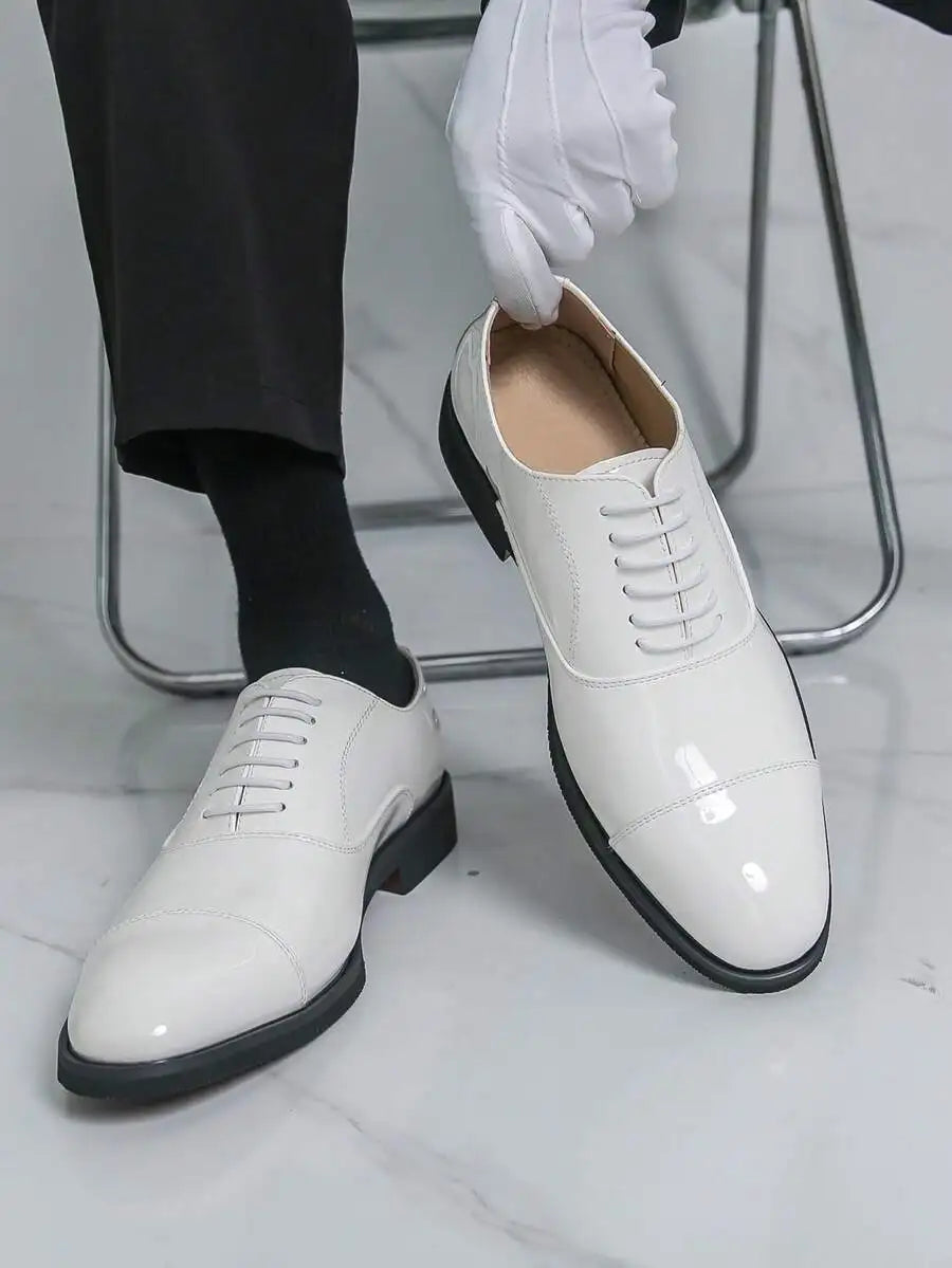 Patent Leather Oxford Derby Brogues For Men Wedding Formal Shoes