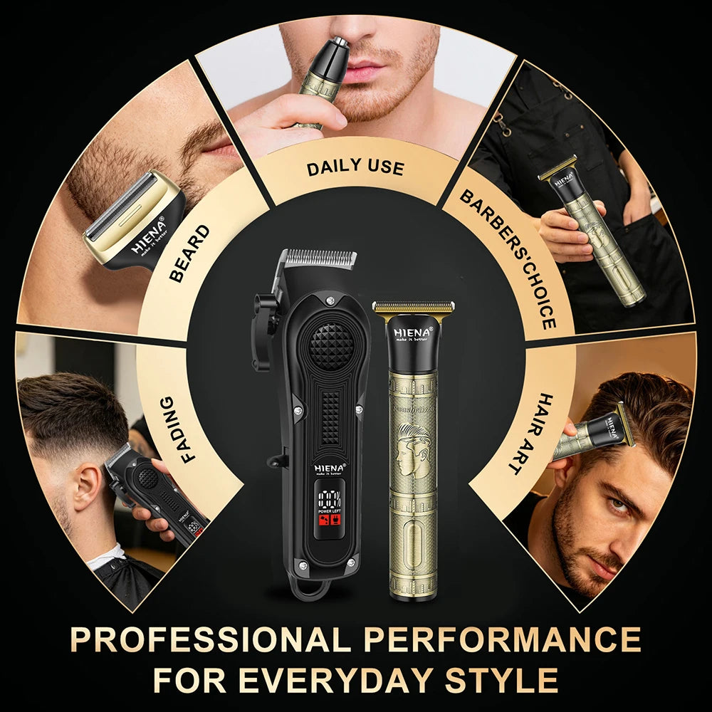 HIENA 3 In 1 Trimmer Set For Men USB Rechargeable Hair Beard Nose Trimmer