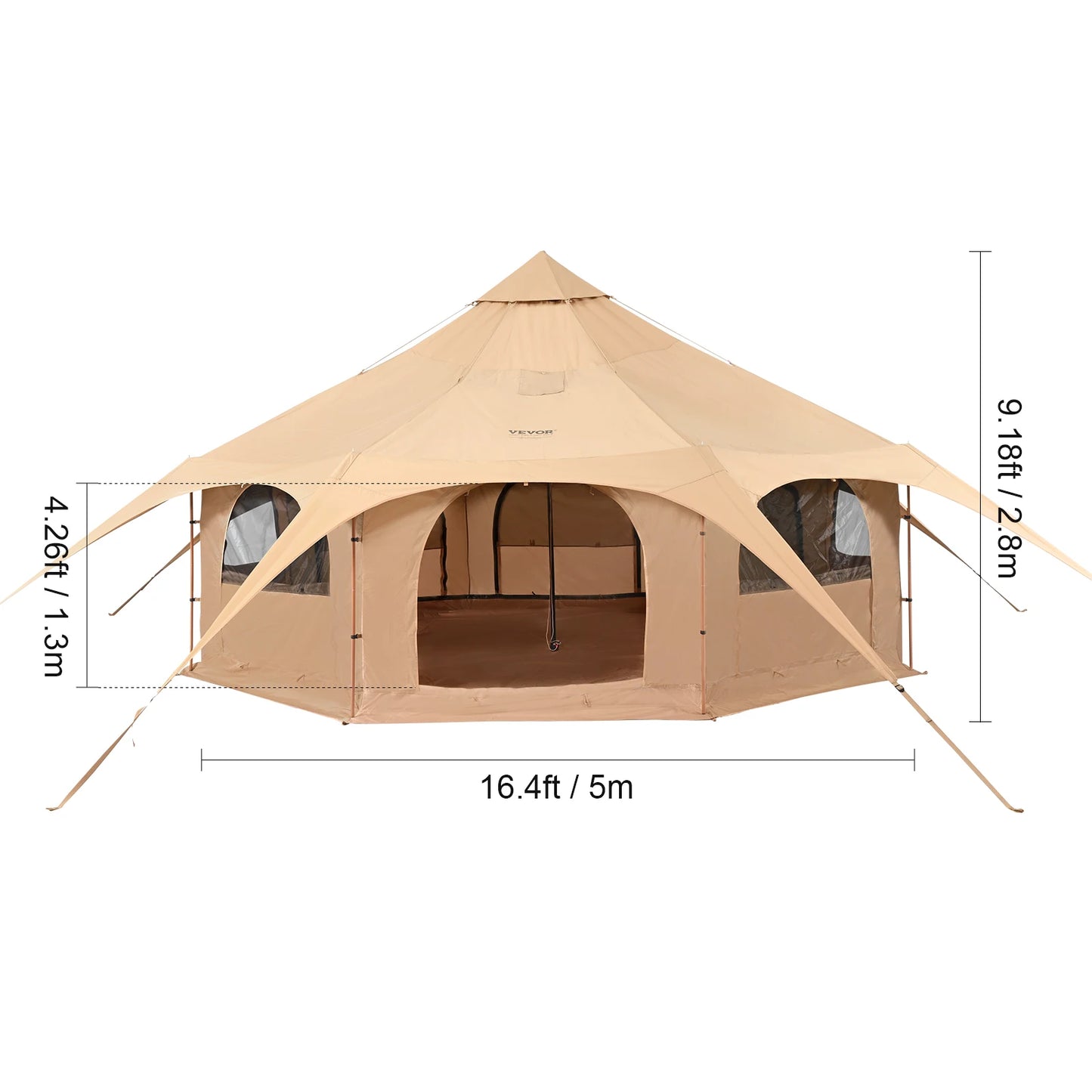 SucceBuy Four Seasons Canvas Bell Tent With Stove Vent Camping