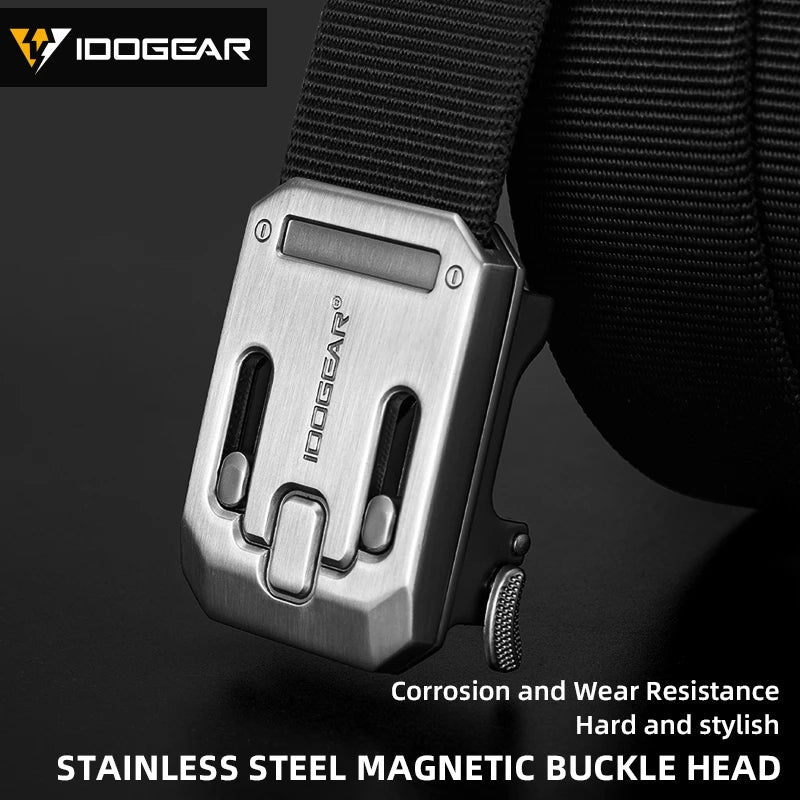 IDOGEAR Men's Ratchet Belt No Holes Slide Buckle Tactical Casual