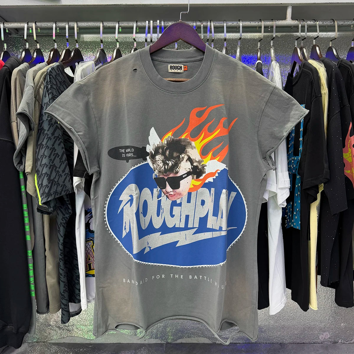 New Y2K Rough Play SoleBoy Vest T-shirts 100% cotton Men Women half Sleevless Pure Cotton American Retro Black Oversized T Shirt Street trendy T-shirt