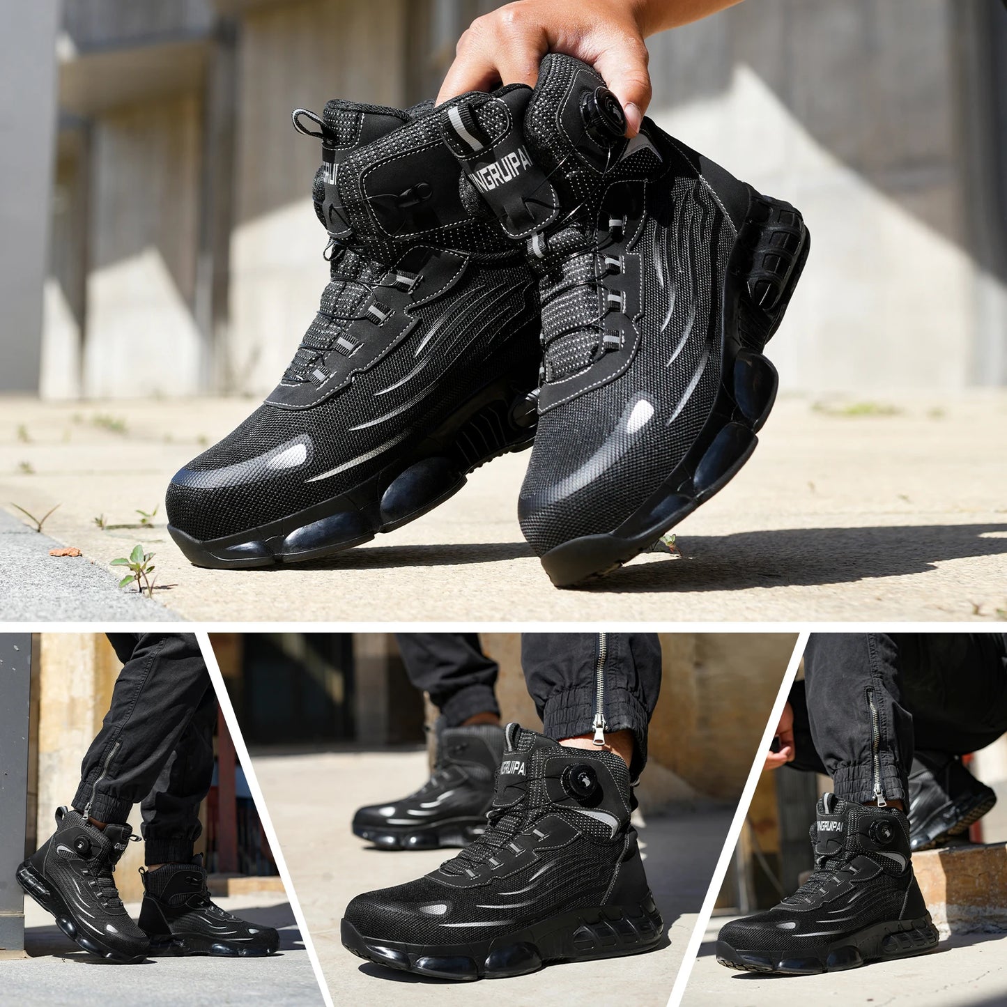 Men's High Top Lace-Free Work Shoes With Anti-Smash Puncture-Resistant
