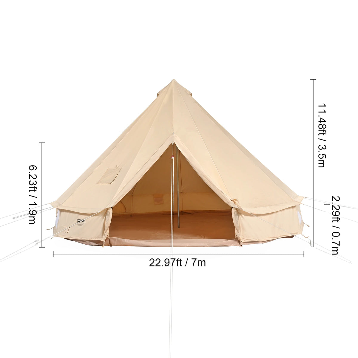 SucceBuy Four Seasons Canvas Bell Tent With Stove Vent Camping