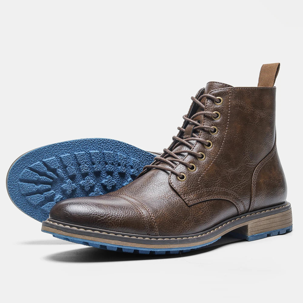 Hecrafted Men's Ankle Boots ZIP Closure With Metal Decor Casual