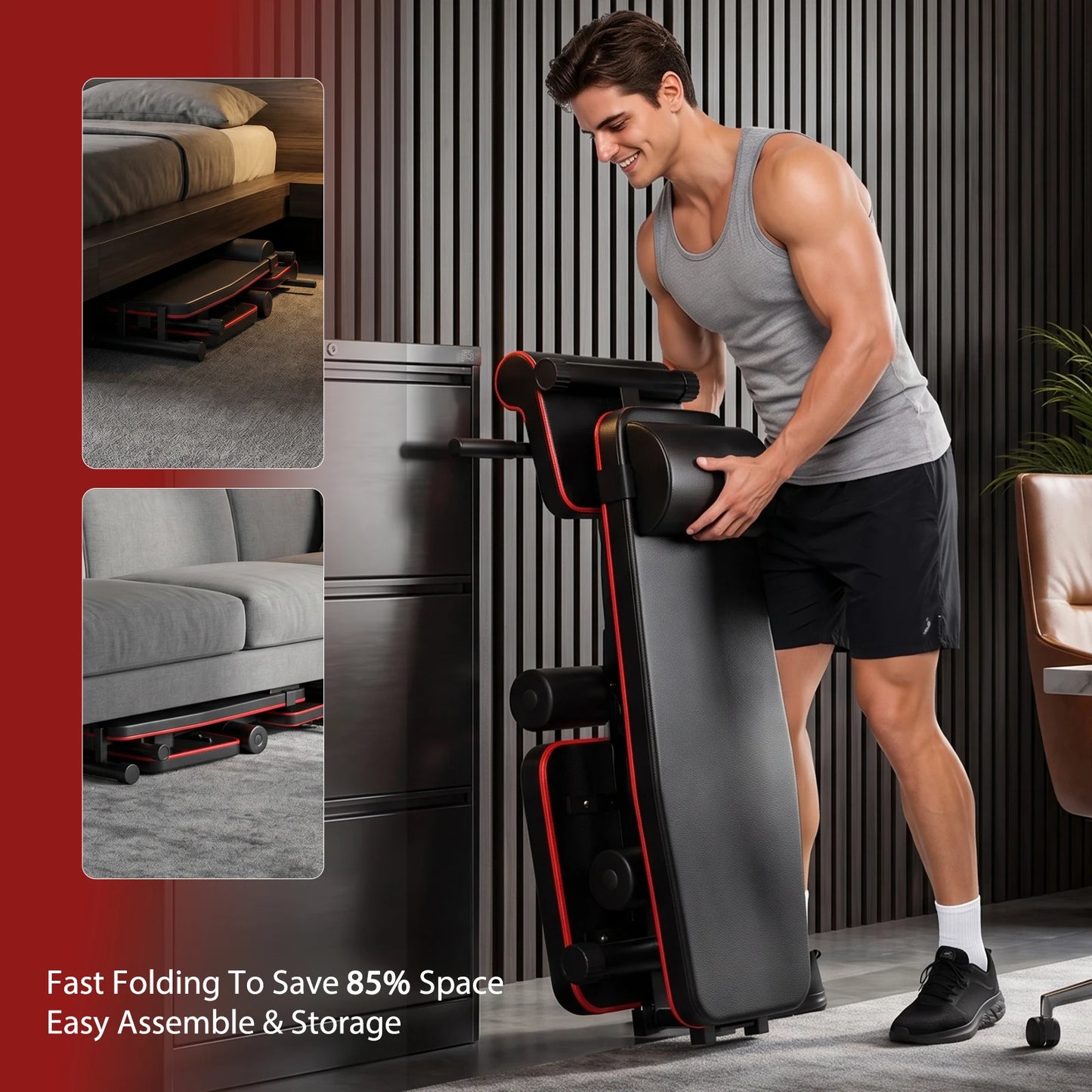 10 In 1 Foldable Weight Bench With Adjustable Incline Decline Dumbbell Bench