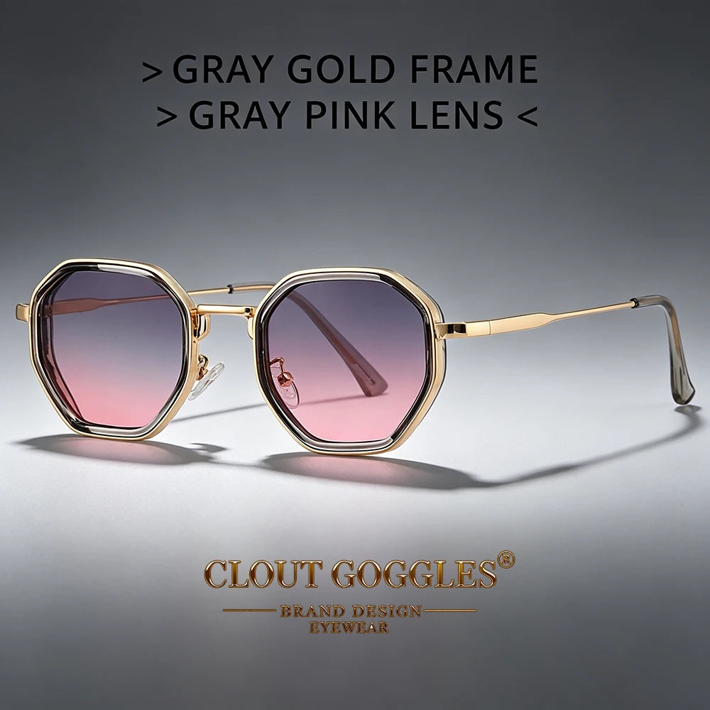 Yooske Classic Metal Polygon Sunglasses Featuring Uv400 Plastic Lenses