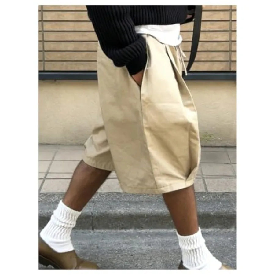 Men's Pleated Cargo Shorts Summer Casual Wide Leg Bermuda Jorts