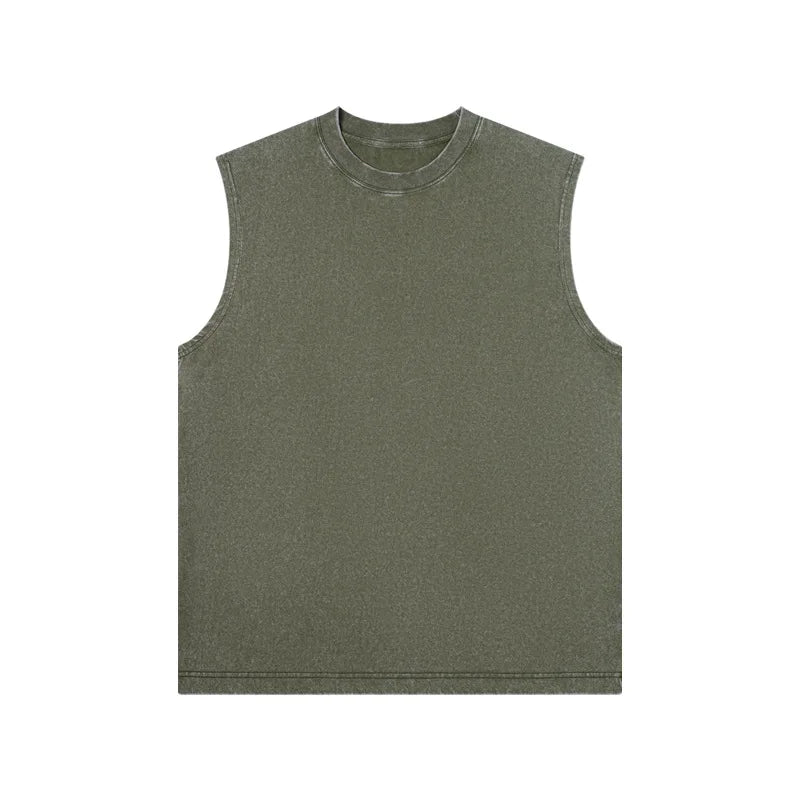 Pure Cotton Sleeveless Vest For Men Retro Washed Style