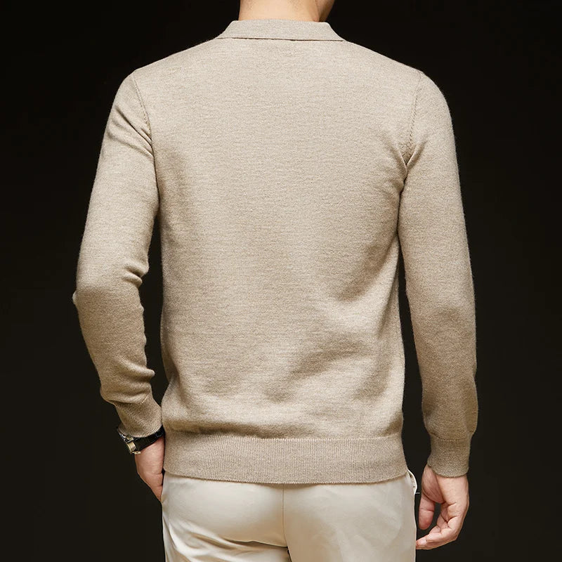 Mens Wool Knit Pullover Sweater Casual Loose Fit Autumn Winter