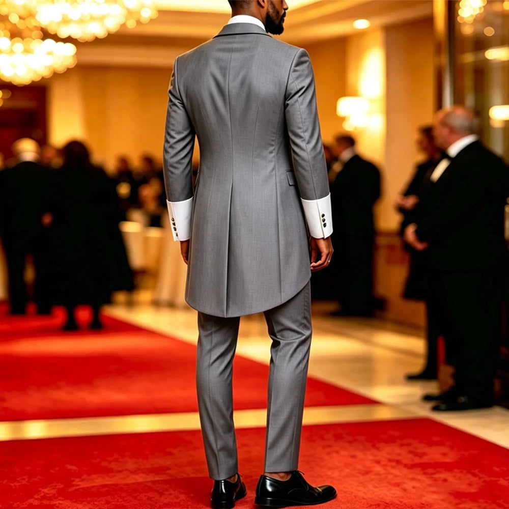 Classic Men Elegant Double Breasted Tailcoat Formal Suit