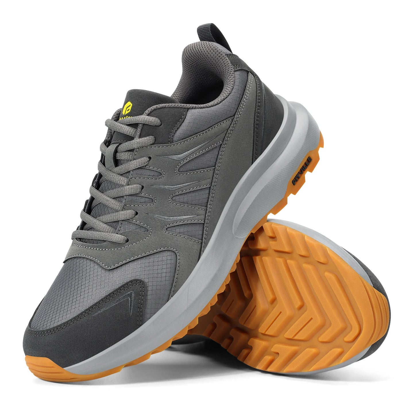 FitVille Mens Hiking Running Sneakers With Built In Arch Support