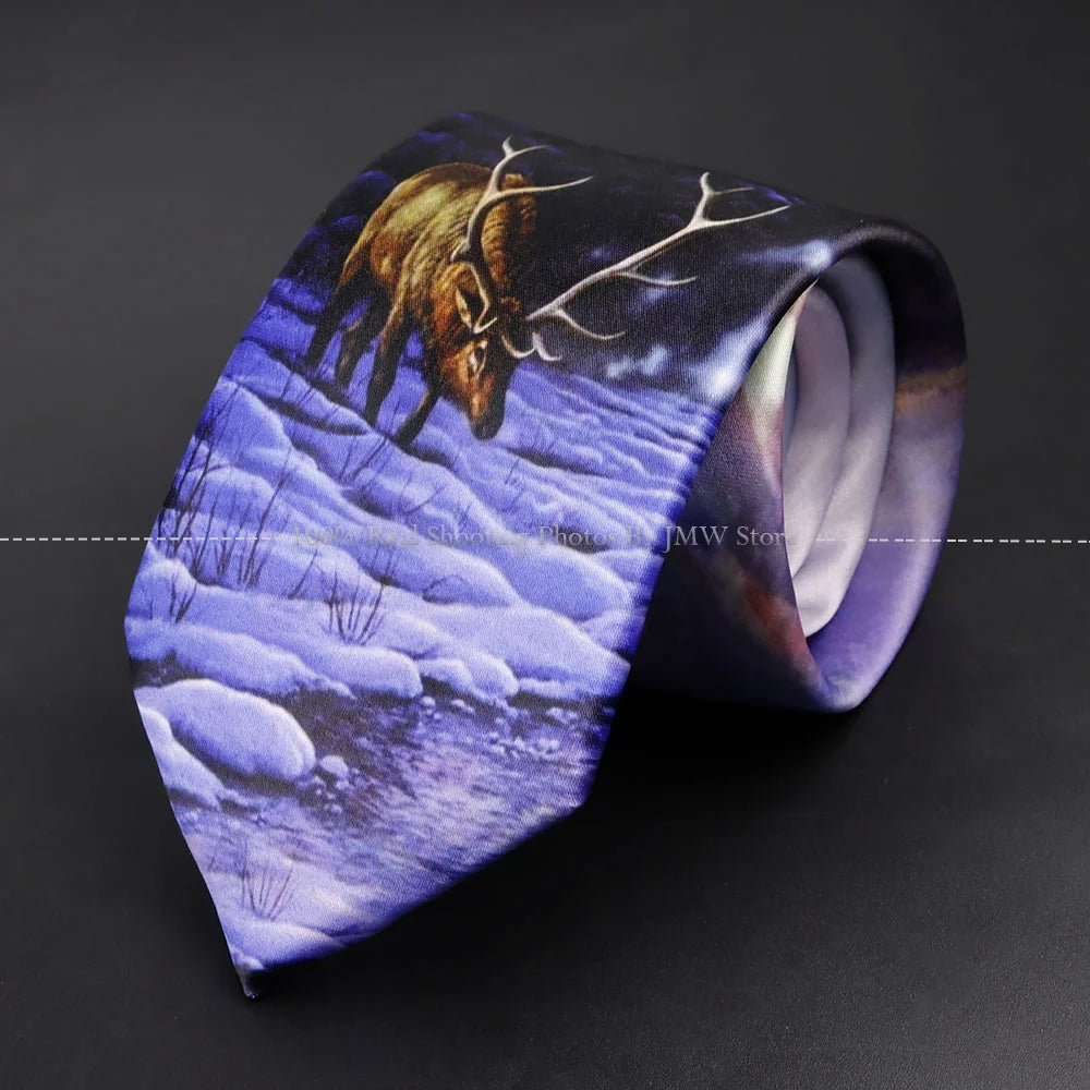 ZLQGOU Mens Polyester Graffiti Maths Fruits Animal Print Necktie