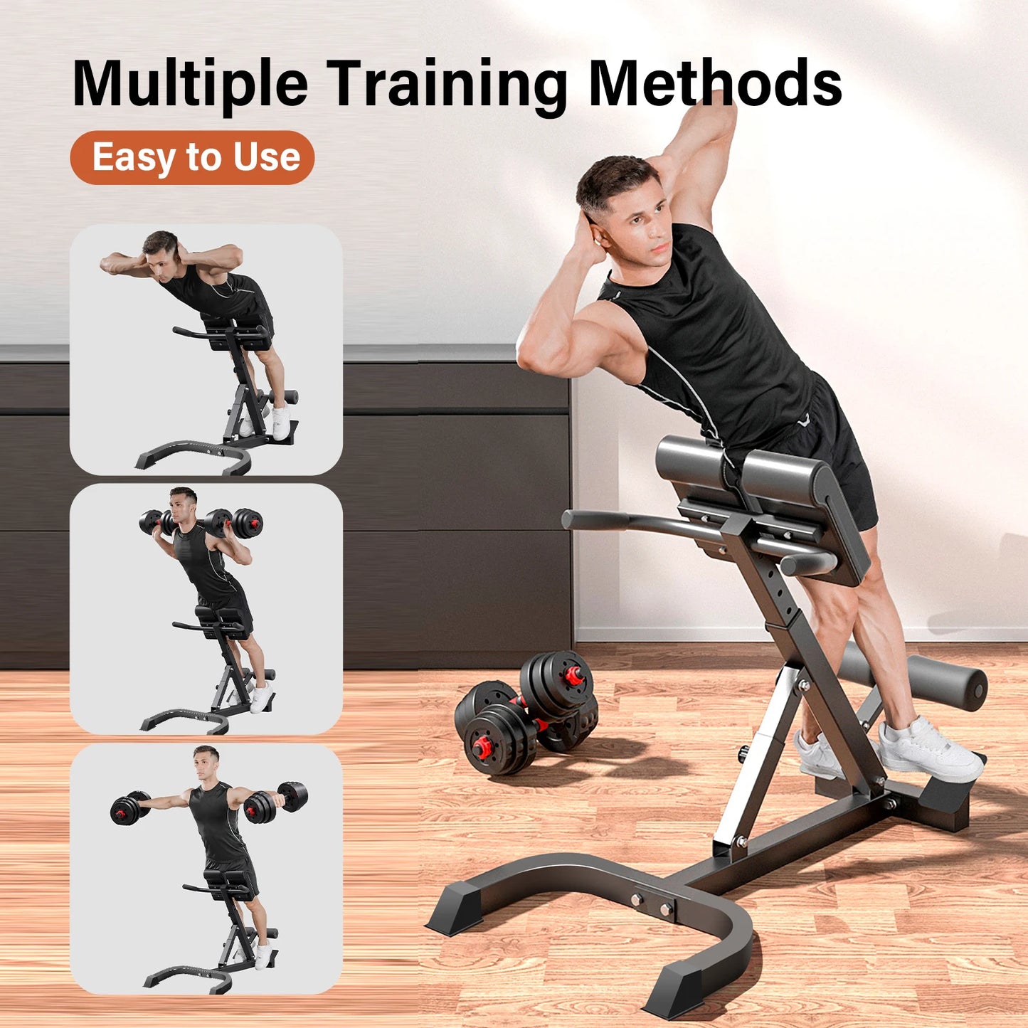 Roman Chair Hyperextension Bench Foldable Sit Up for Core Training