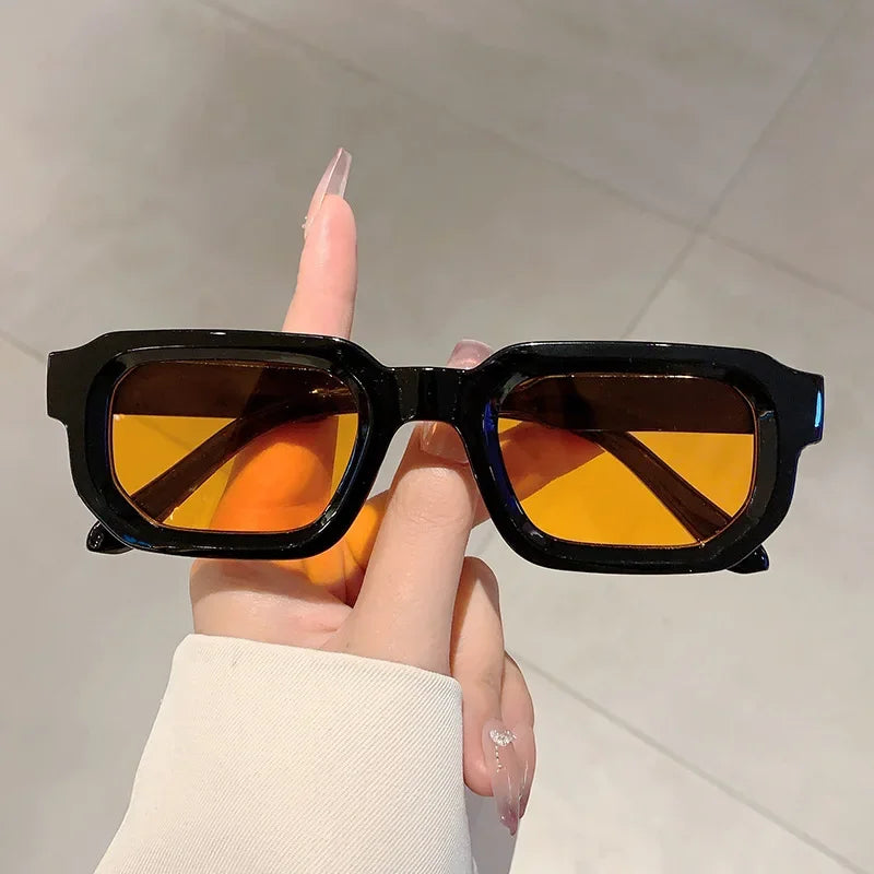 Vintage Rectangle Sunglasses For Women UV400 Polycarbonate Frame