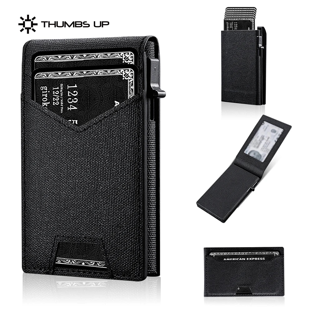 IWANTIT Minimalist Cardholder Wallet With Card Ejector RFID Blocking