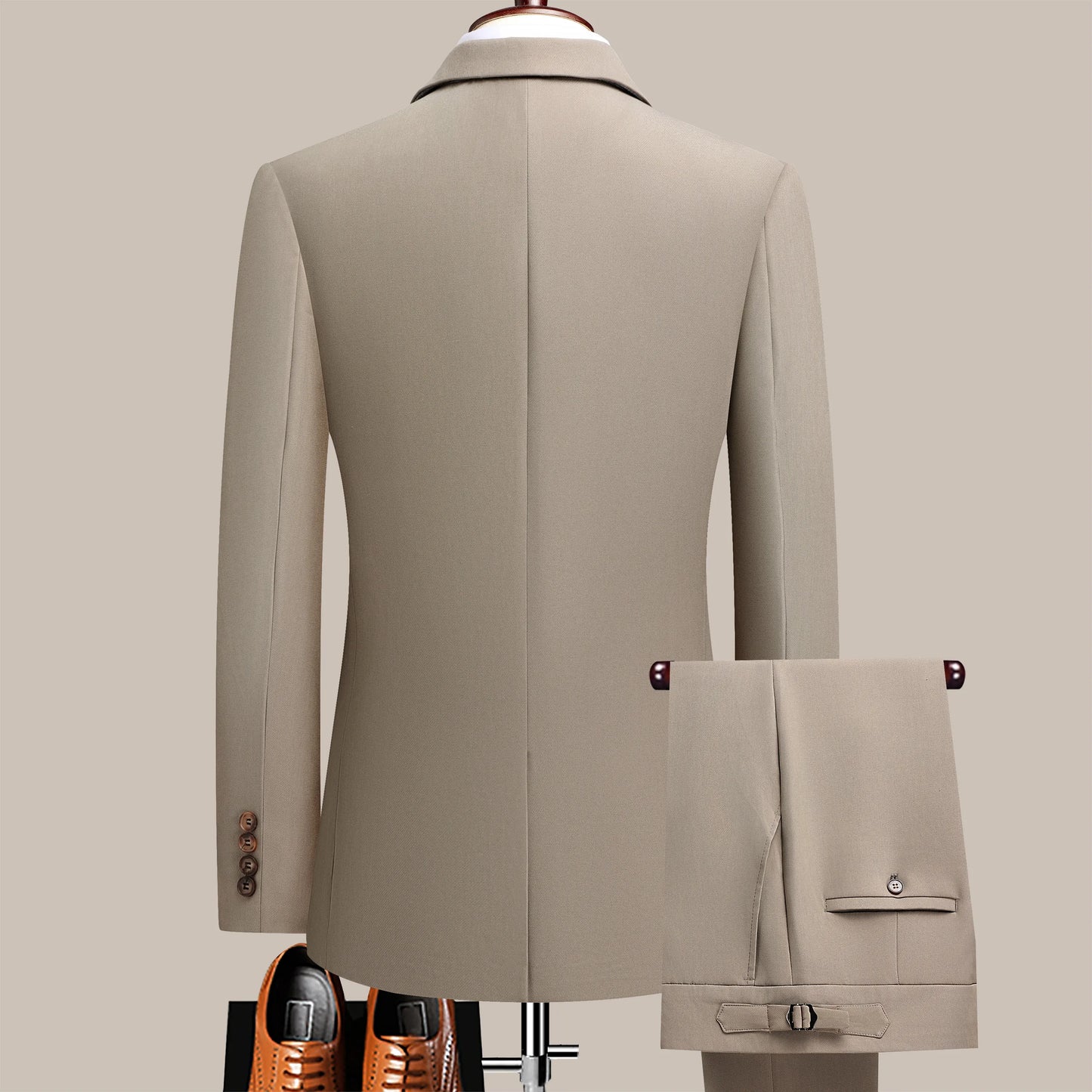 Men's Slim Three-Piece Suit With Notch Lapels For Weddings