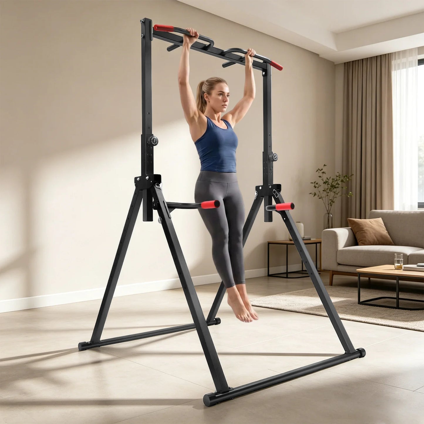 Adjustable Triangular Pull Up Bar Station For Home Gym 200kg