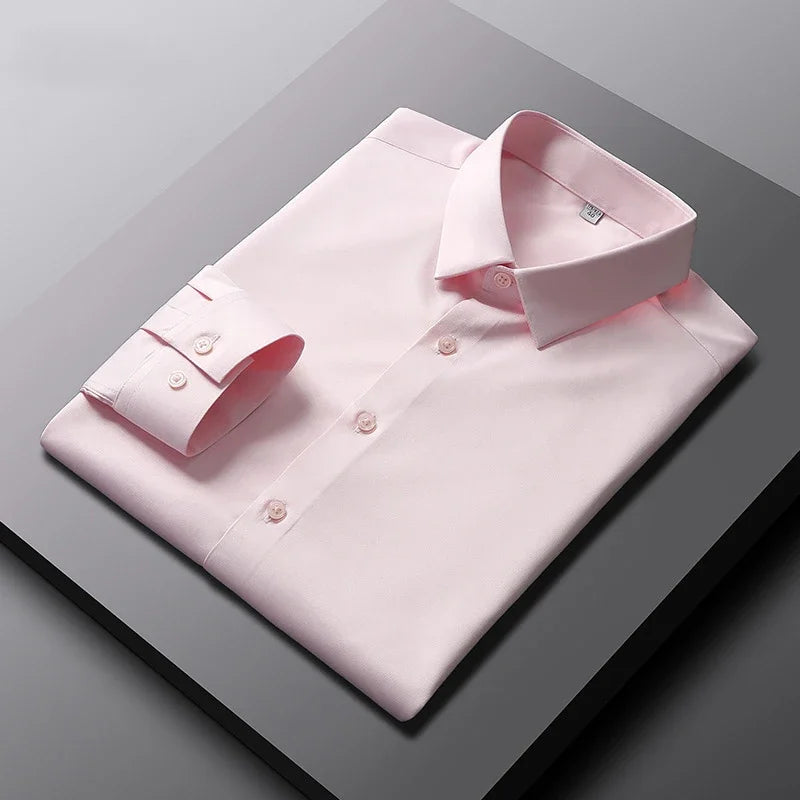 Men's Casual Long Sleeve Solid Shirt Non Ironing Wrinkle Resistant