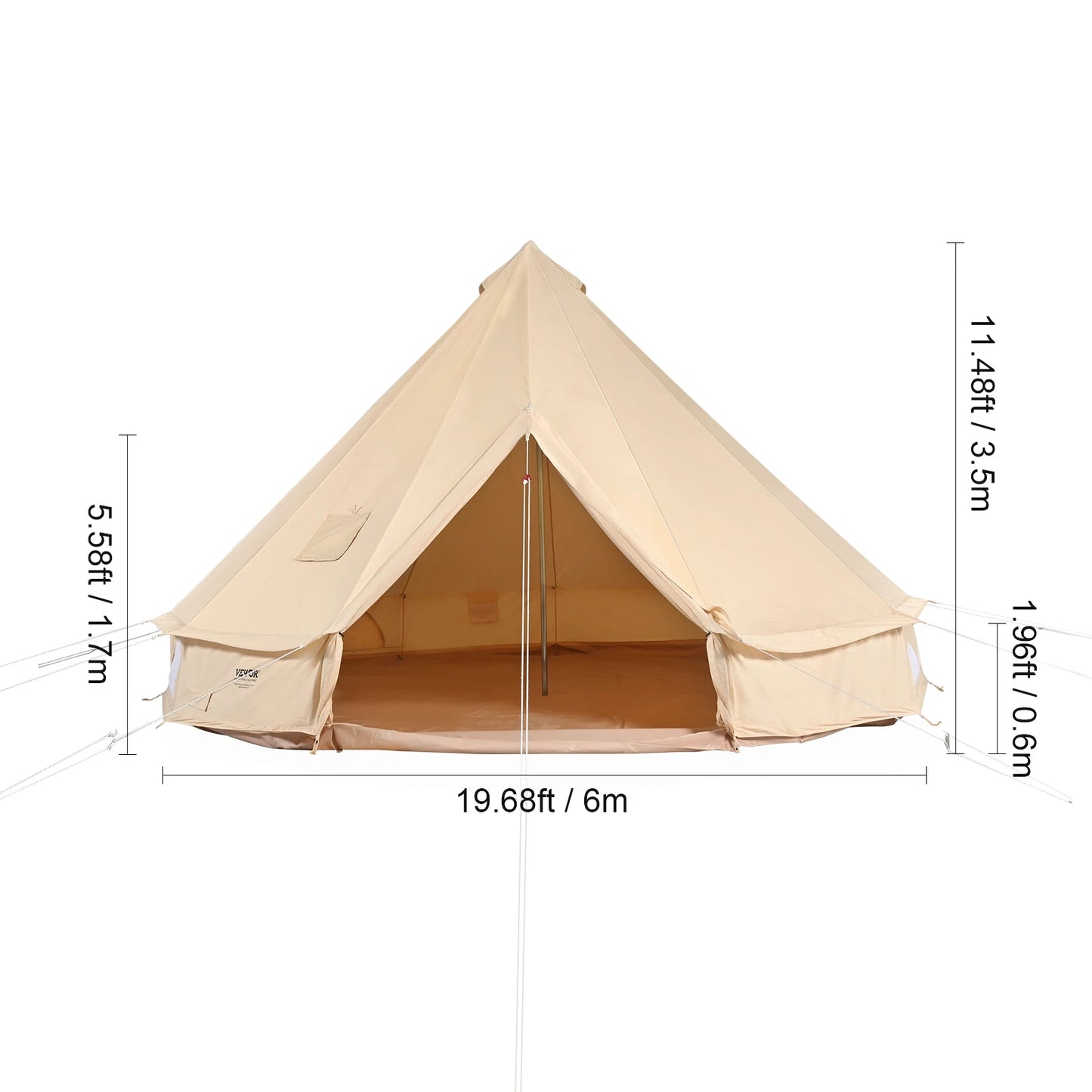 SucceBuy Four Seasons Canvas Bell Tent With Stove Vent Camping