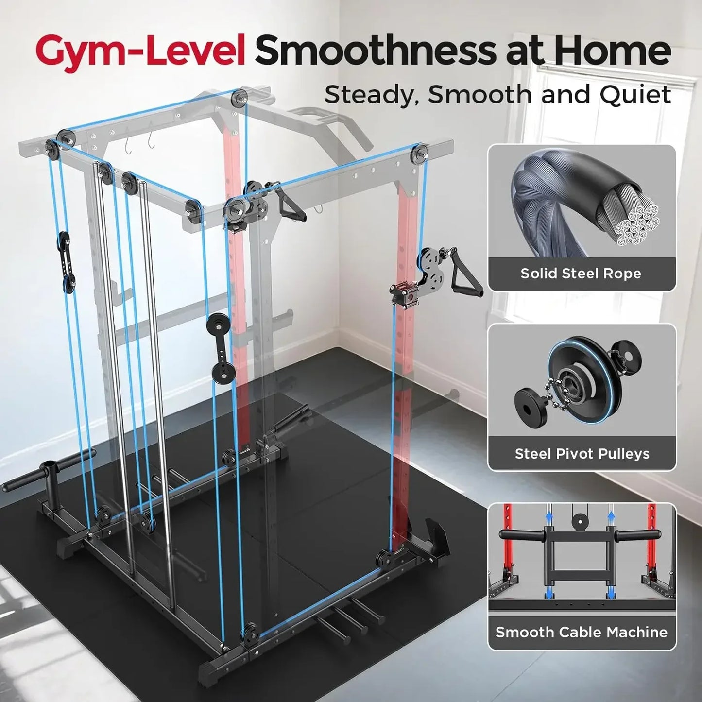Power Cage 1500lbs Multi-Function Power Rack With Cable Crossover System